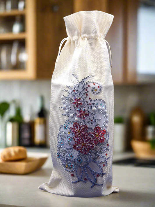 1pc Diamond Art Red Pattern Wine Bag