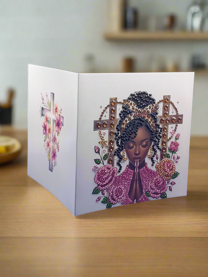 6pcs Diamond Art Praying Women Greeting Cards