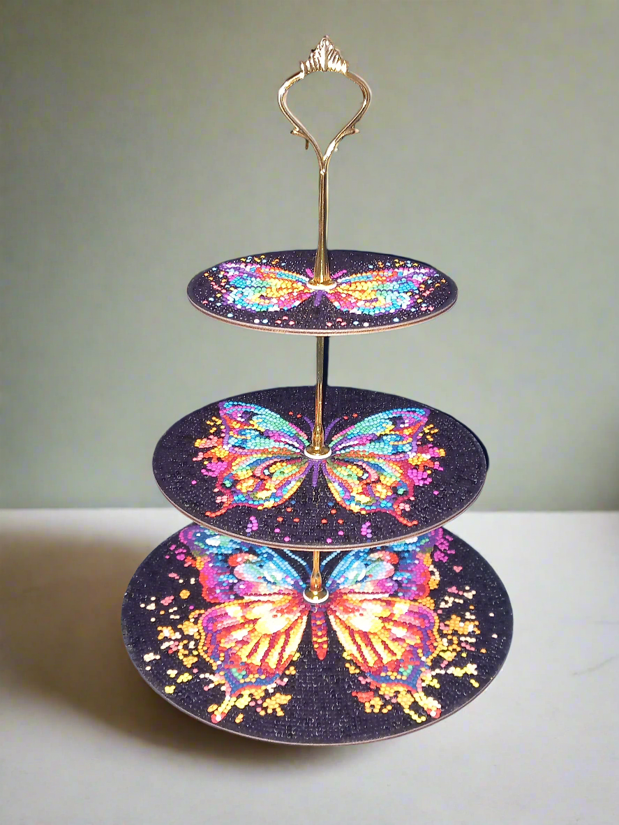 1pc Diamond Art Three Tier Butterfly Cake/Dessert Stand