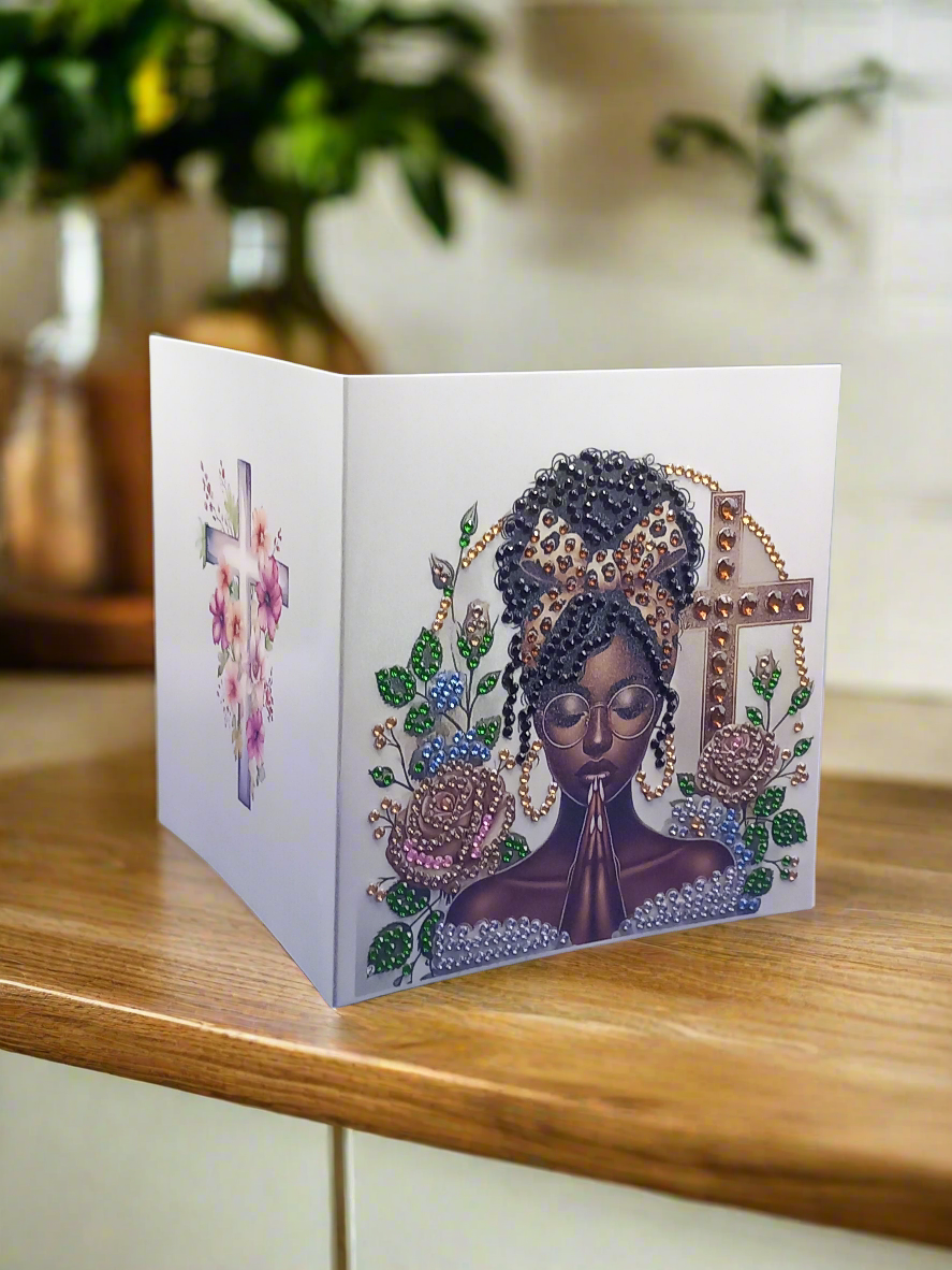 6pcs Diamond Art Praying Women Greeting Cards