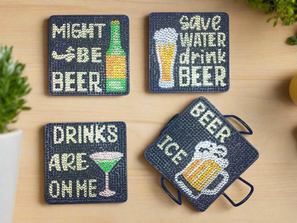 7pcs Diamond Art Beer Coaster & Stand Set