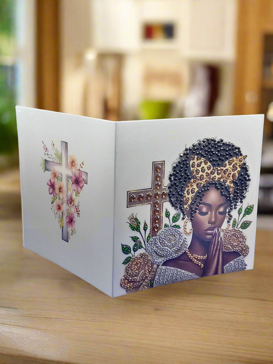 6pcs Diamond Art Praying Women Greeting Cards