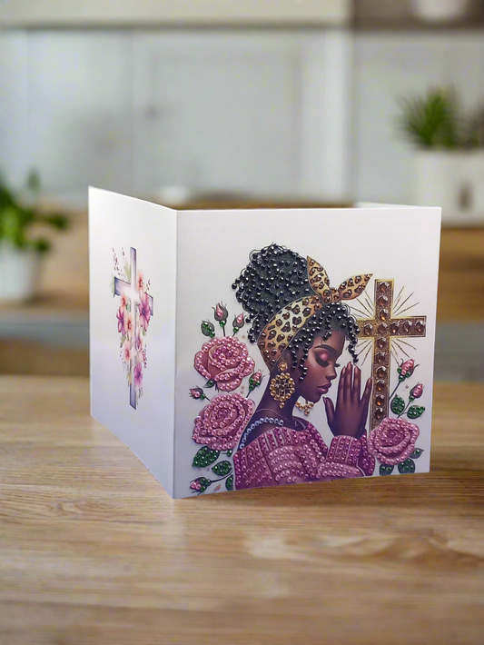 6pcs Diamond Art Praying Women Greeting Cards