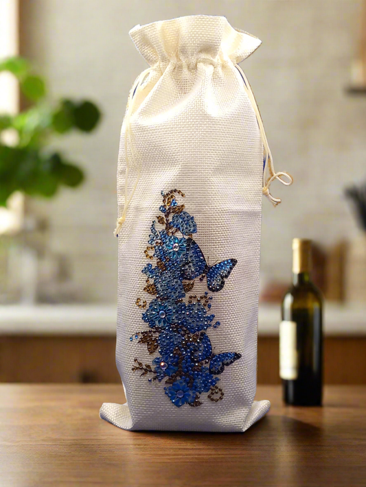 1pc Diamond Art Butterflies & Flowers Wine Bag