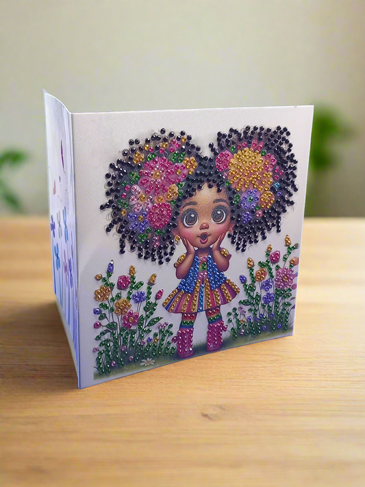 6pcs Diamond Art 'Cute Little Girl' Greeting Cards