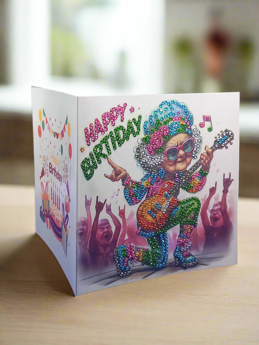 6pcs Diamond Art 'Rock n Roll' Greeting Cards