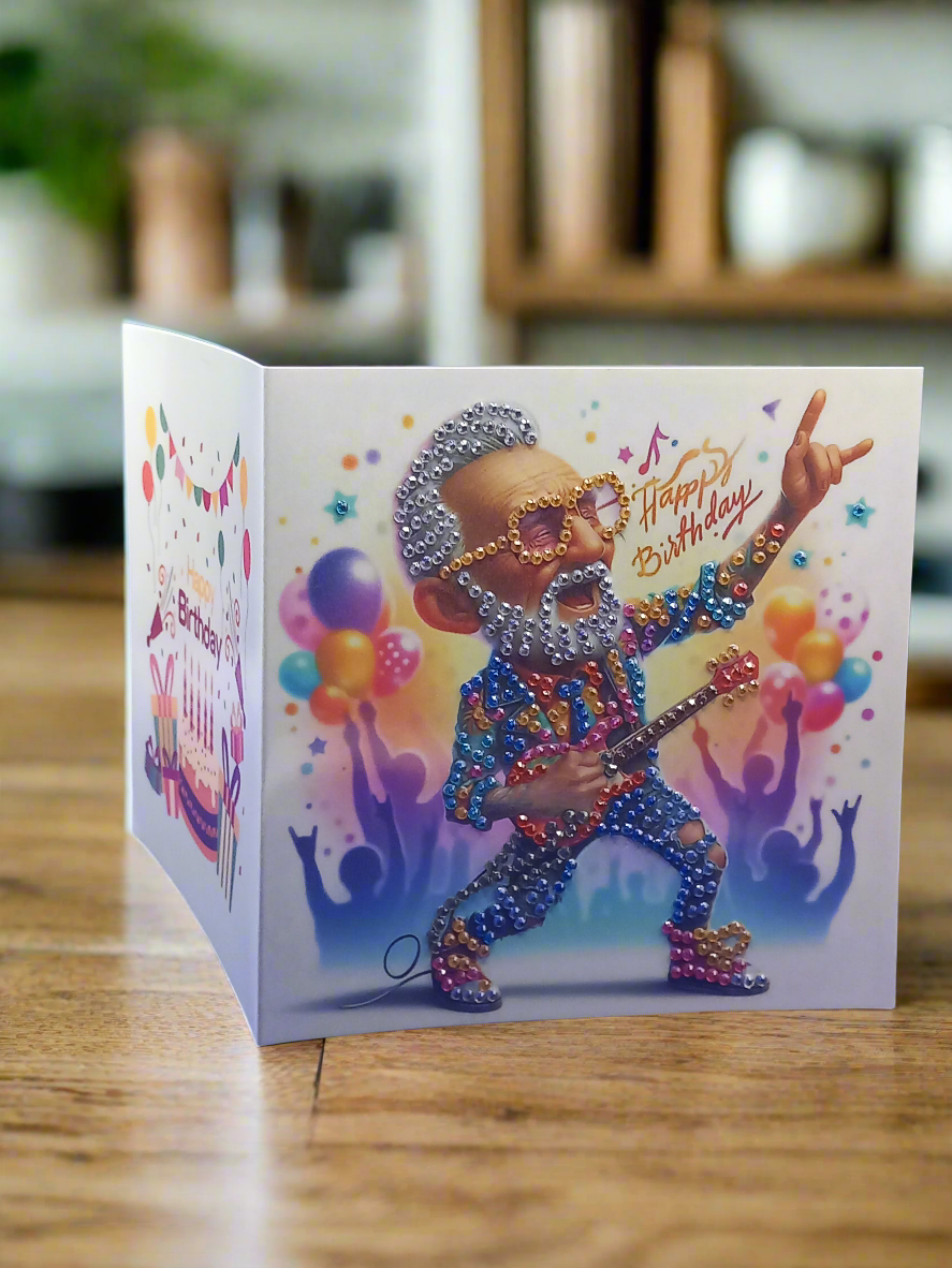 6pcs Diamond Art 'Rock n Roll' Greeting Cards