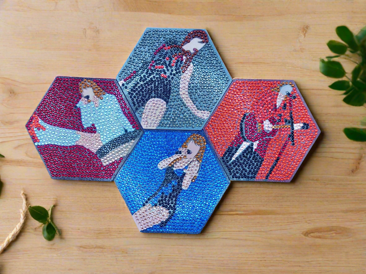 8pcs Diamond Art 'Taylor Swift Inspired' Coaster & Stand Set