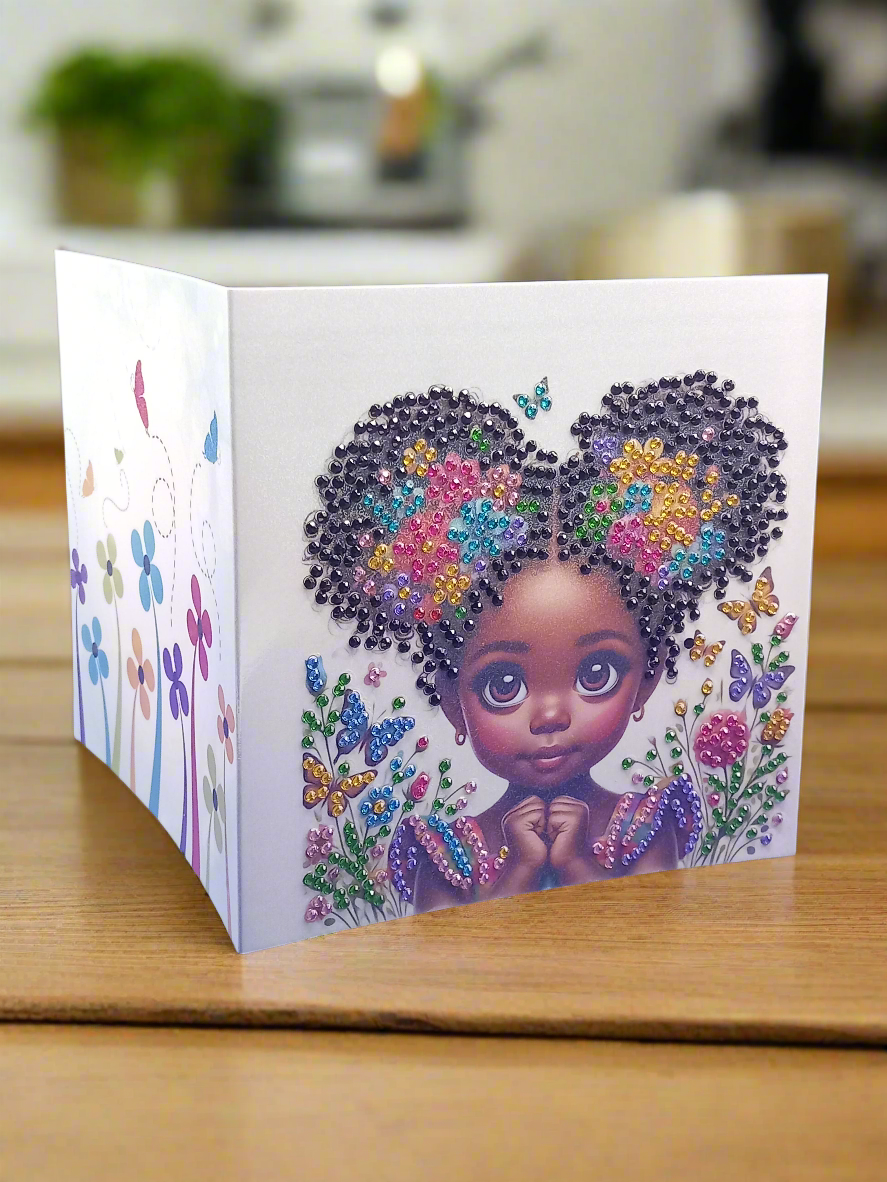 6pcs Diamond Art 'Cute Little Girl' Greeting Cards