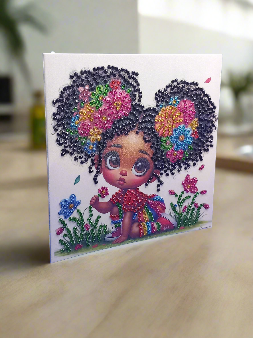 6pcs Diamond Art 'Cute Little Girl' Greeting Cards