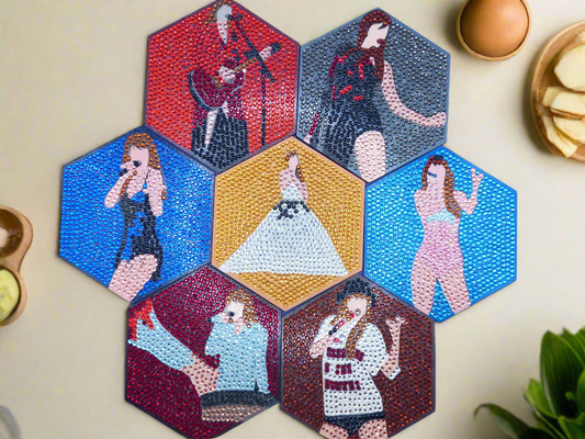 8pcs Diamond Art 'Taylor Swift Inspired' Coaster & Stand Set