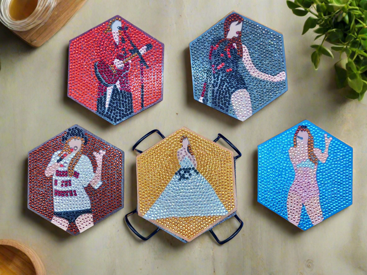 8pcs Diamond Art 'Taylor Swift Inspired' Coaster & Stand Set