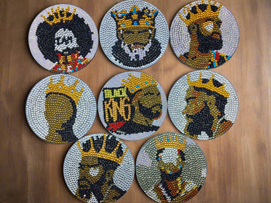 9pcs Diamond Art 'Black King' Coaster & Stand Set