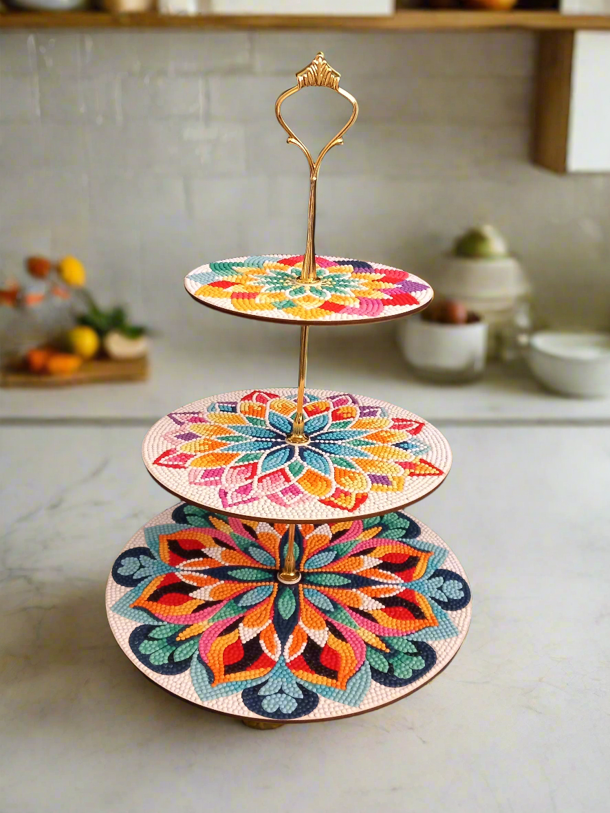 1pc Diamond Art Three Tier Mandala Dessert/Cake Stand