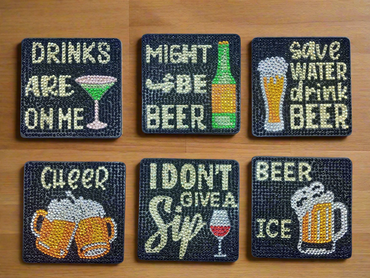 7pcs Diamond Art Beer Coaster & Stand Set