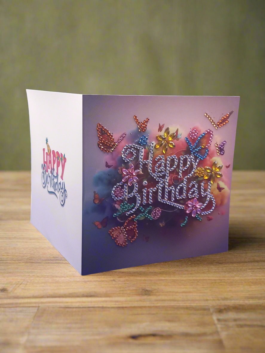 8pcs Diamond Art Happy Birthday Greeting Cards