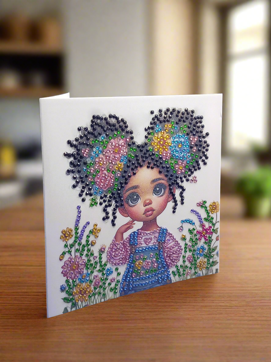 6pcs Diamond Art 'Cute Little Girl' Greeting Cards