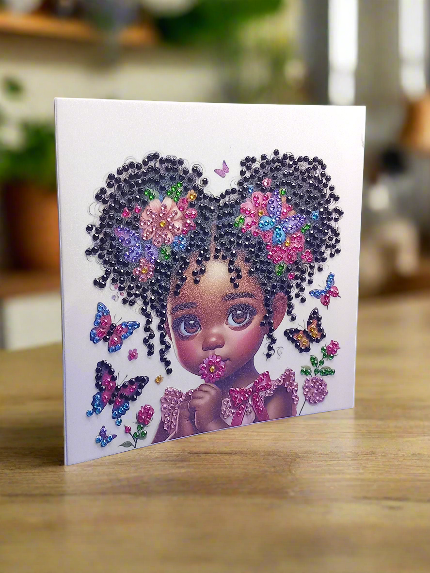 6pcs Diamond Art 'Cute Little Girl' Greeting Cards