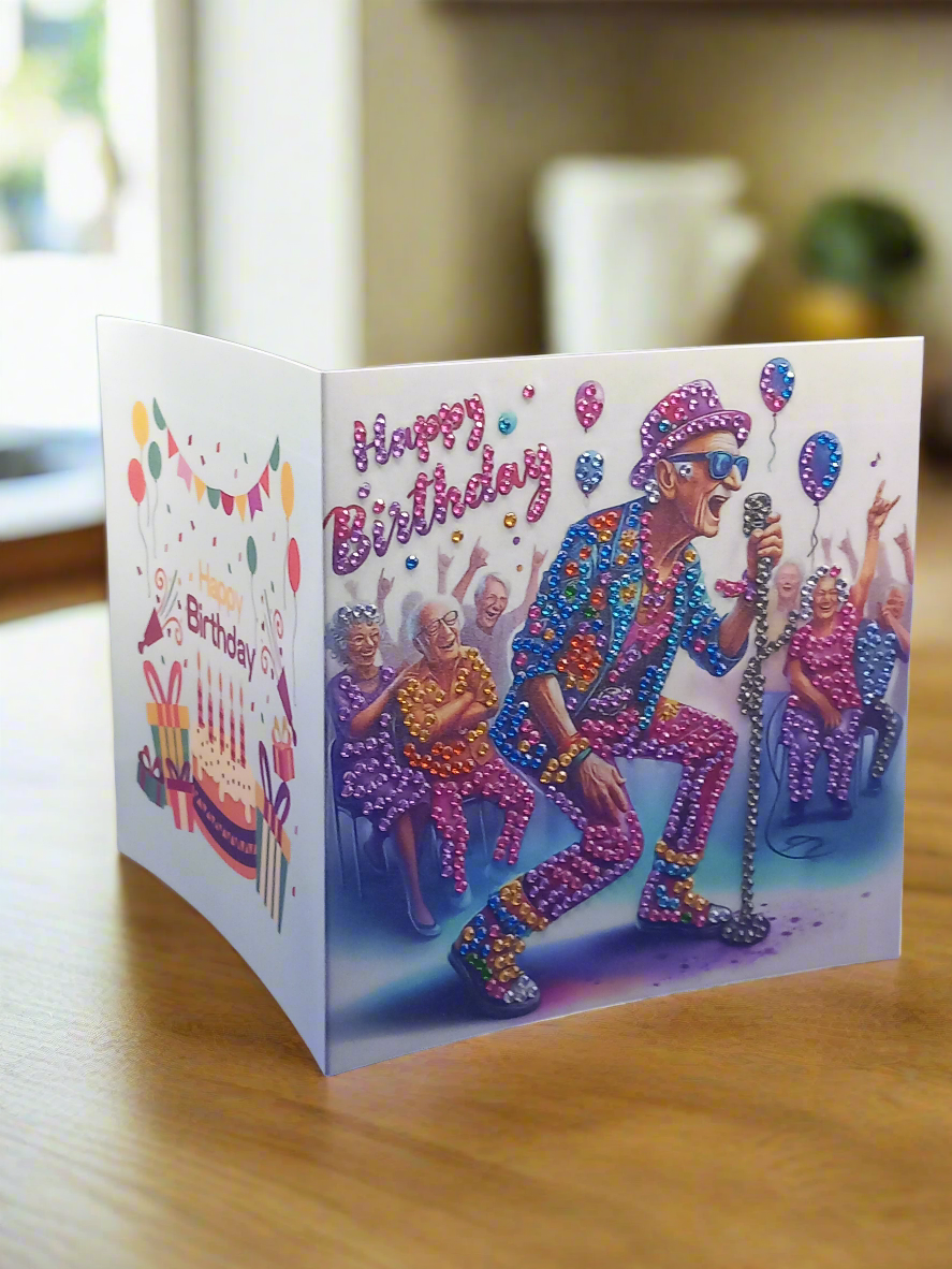 6pcs Diamond Art 'Rock n Roll' Greeting Cards